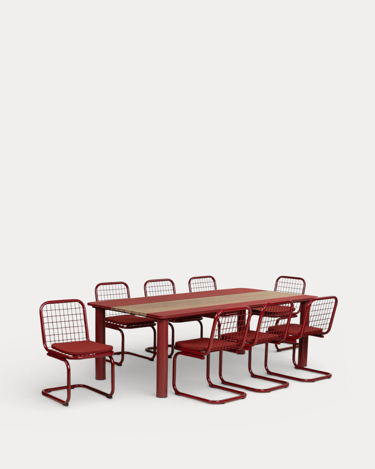 Set Lirae - Biaritz - Set de Mesa Rectangular (220x110 cm) Lirae y 8 Sillas Biaritz de Metal de Exterior