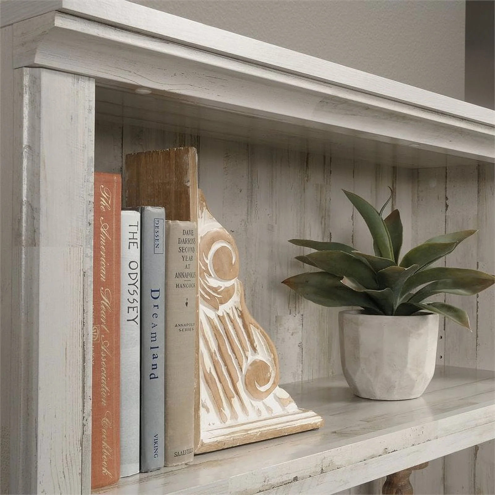 Contemporary 5-Shelf Tall Wood Bookcase in White Plank - Image 6