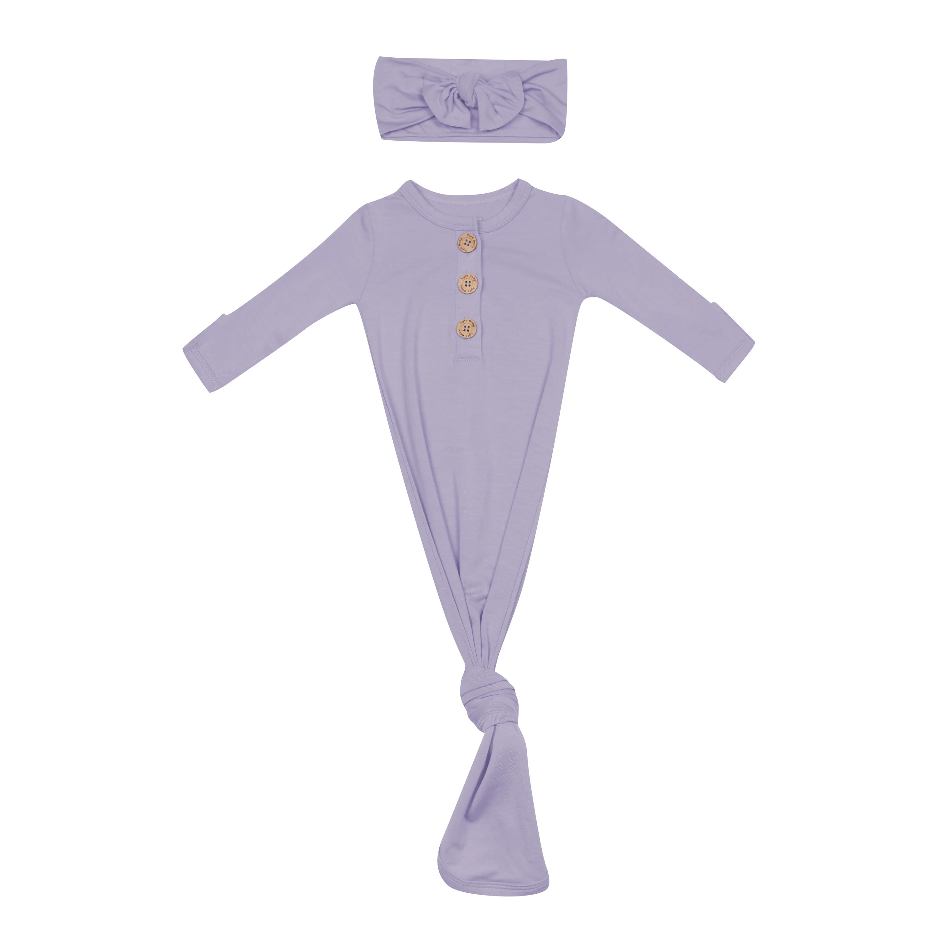 Knotted Day Gown with Bow Set in Taro