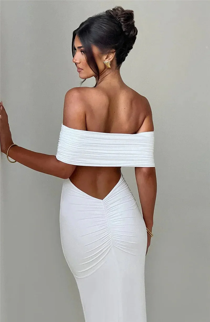 Robe maxi dos nu sans bretelles pour femmes