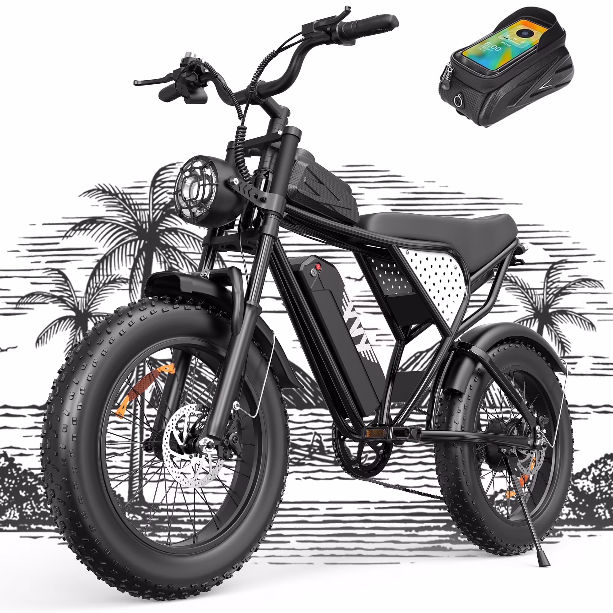 1500W Electric Bike for Adults,33MPH 20'' Fat Tire Electric Motorcycle,48V 20AH Removable Battery, 30-60 Miles Mountain Bike UL2849(20Inch-1500W-48V 20AH-33MPH) - Image 3