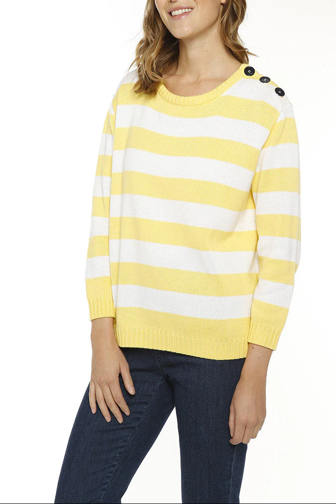 Pull marinière français - JAUNE CITRON