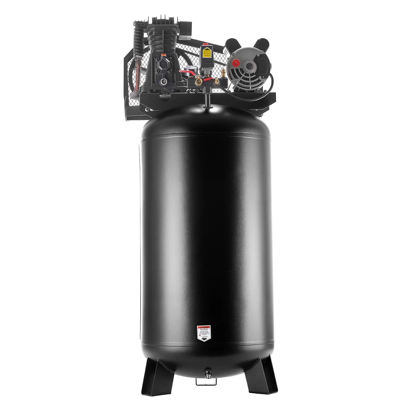 KFFKFF 60-Gallon Air Compressor, 3.7 HP, 8 SCFM at 90 PSI, 155 PSI Max, Oil-Lubricated, 230V 60Hz, No Plug
