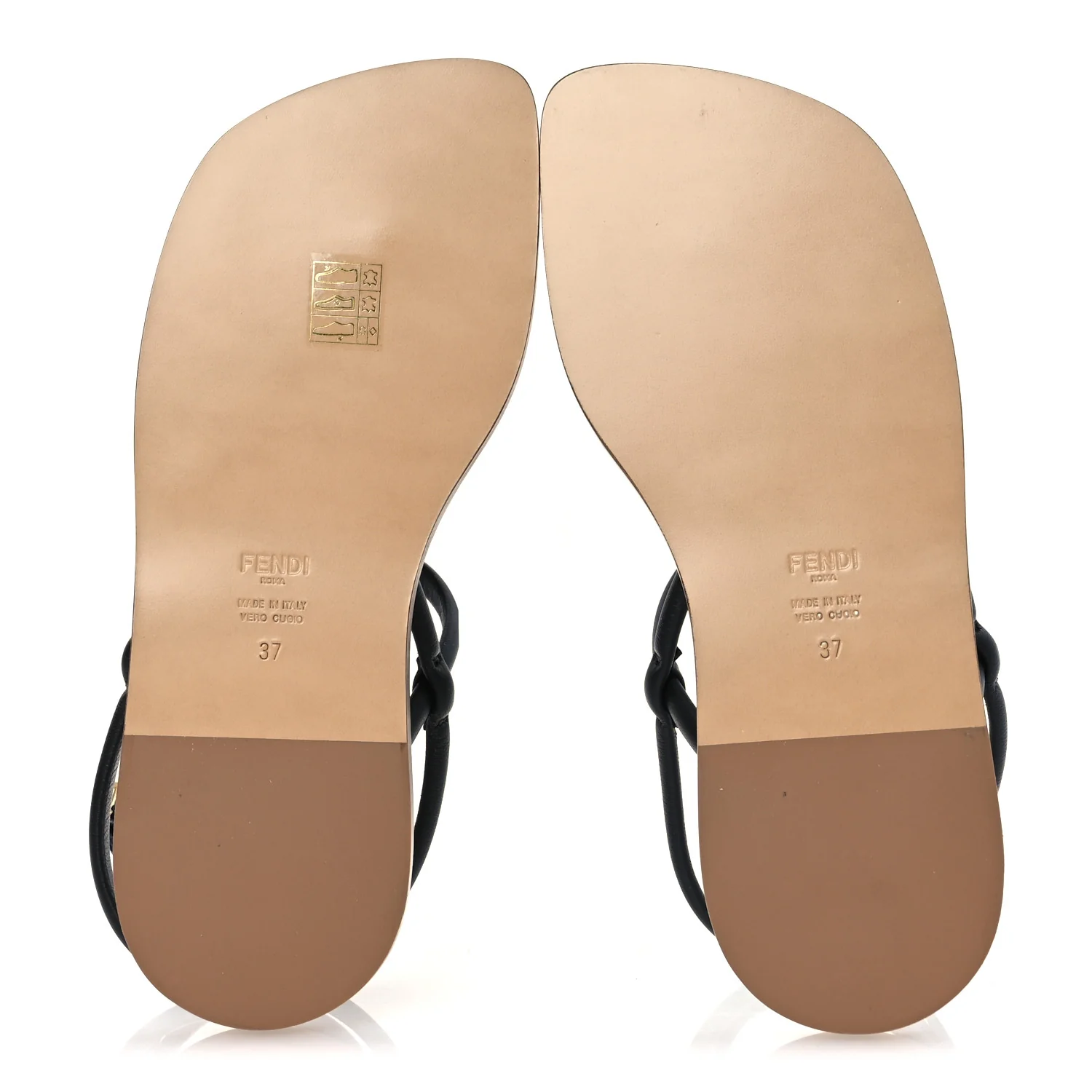 Nappa O'Lock Flat Thong Sandals 37 Black