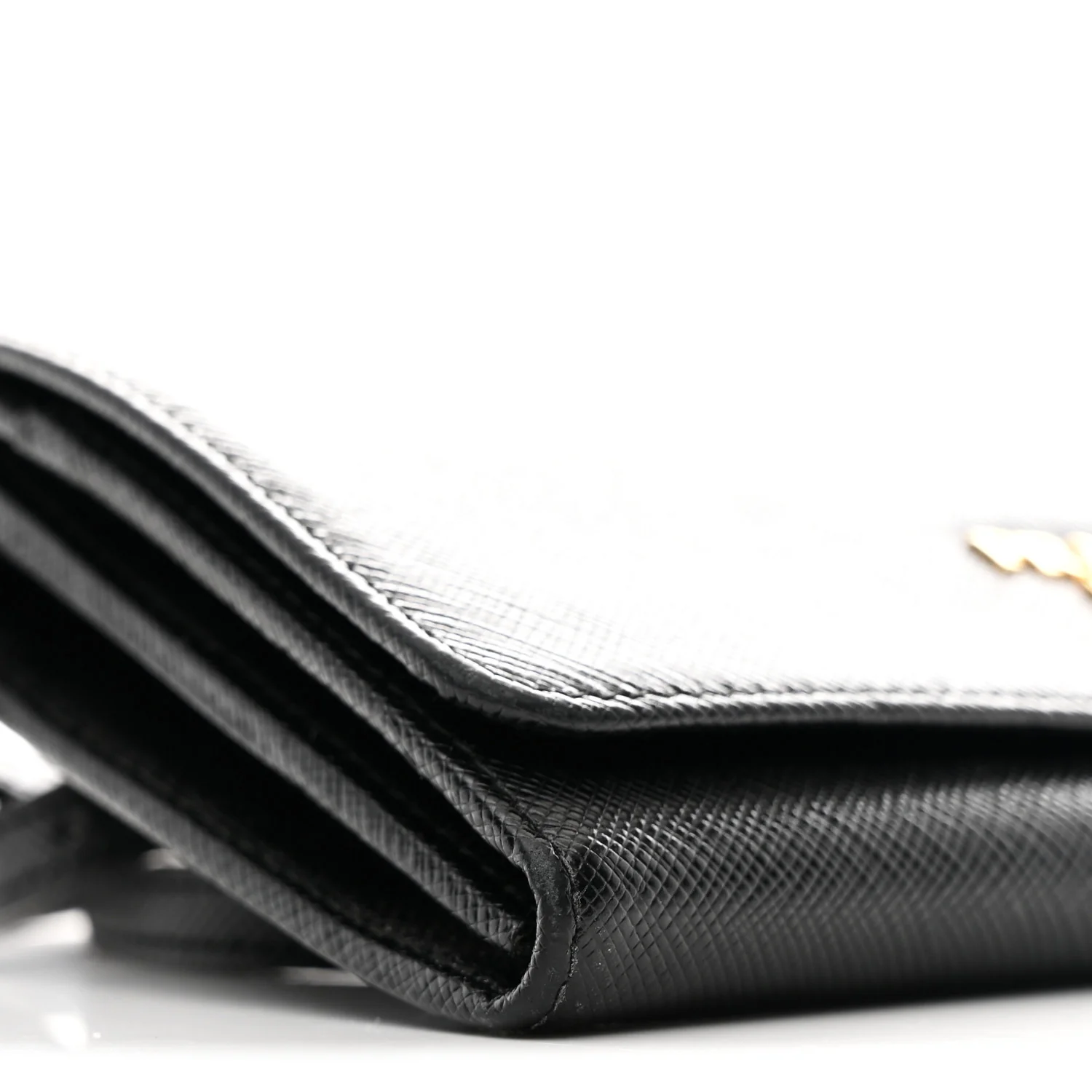 Saffiano Metal Flap Wallet With Strap Black
