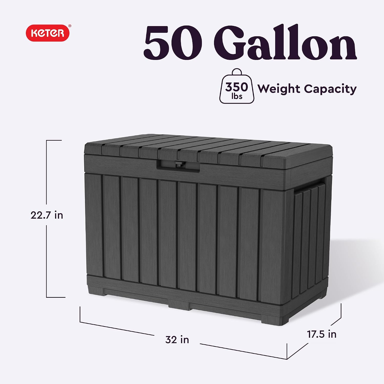 Keter Kentwood 50 Gallon Outdoor Storage Box and Patio Side Table
