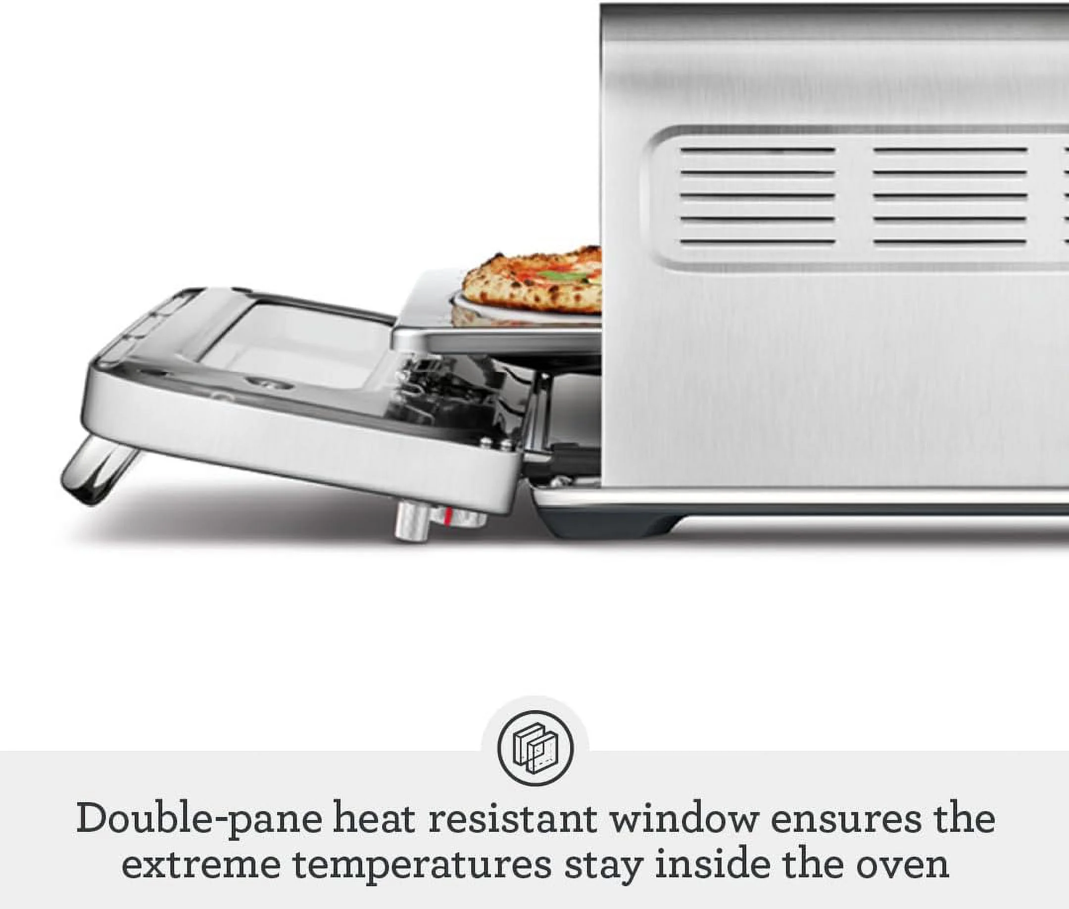 10.3" 1800 Watts Electric Pizza Oven, Silver Brushed Stainless Steel - Image 5
