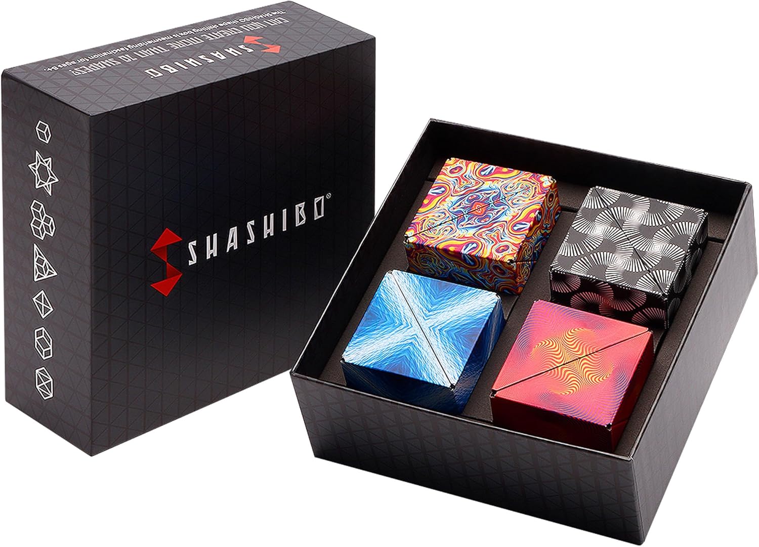 Shashibo Shape Shifting Box - Award-Winning STEM Fidget Toy with Ultra Strong Magnets - Puzzle Cube Transforms Into 100+ Shapes, Perfect Sensory Gift for Kids, Teens, and Adults (Spaced Out)
