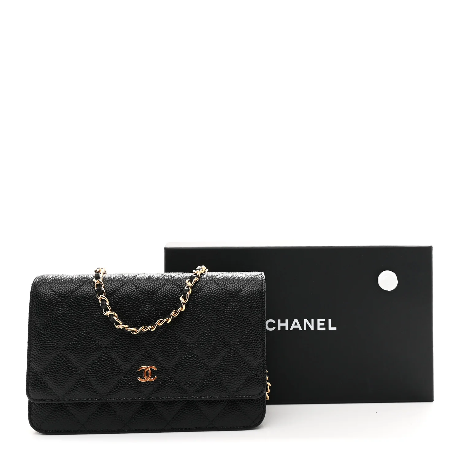 Caviar Quilted Wallet On Chain WOC Black