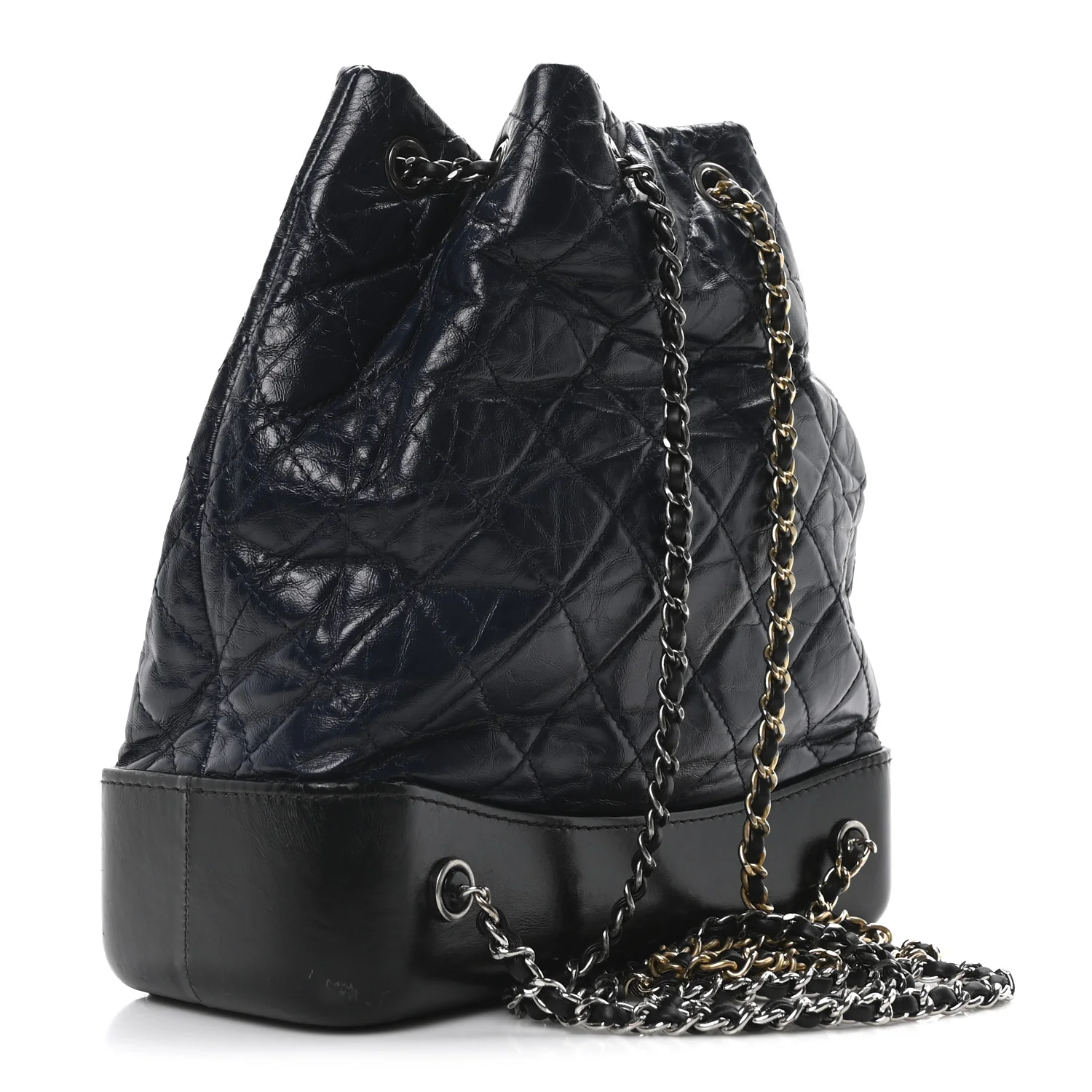 Aged Calfskin Quilted Small Gabrielle Backpack Blue Black