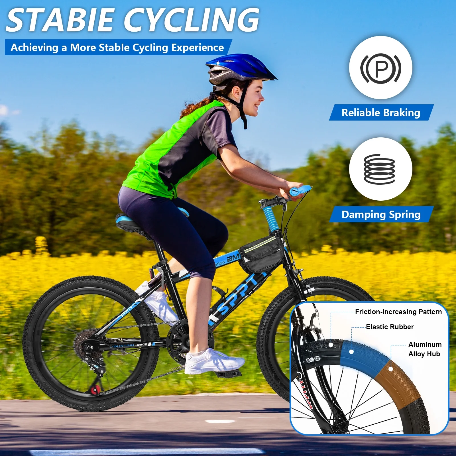 20-24 inch Bike,6-Speed Mountain Bike for Men Women Boys Girls,Comfort Saddle,Blue(Blue/20") - Image 6