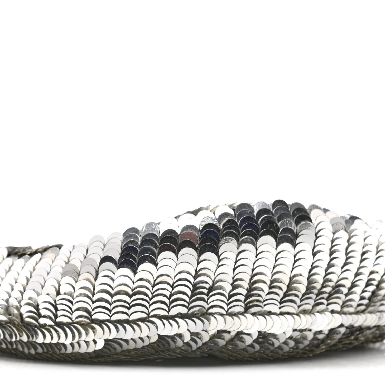 Sequin Paillettes Mini Half Moon Baguette Silver