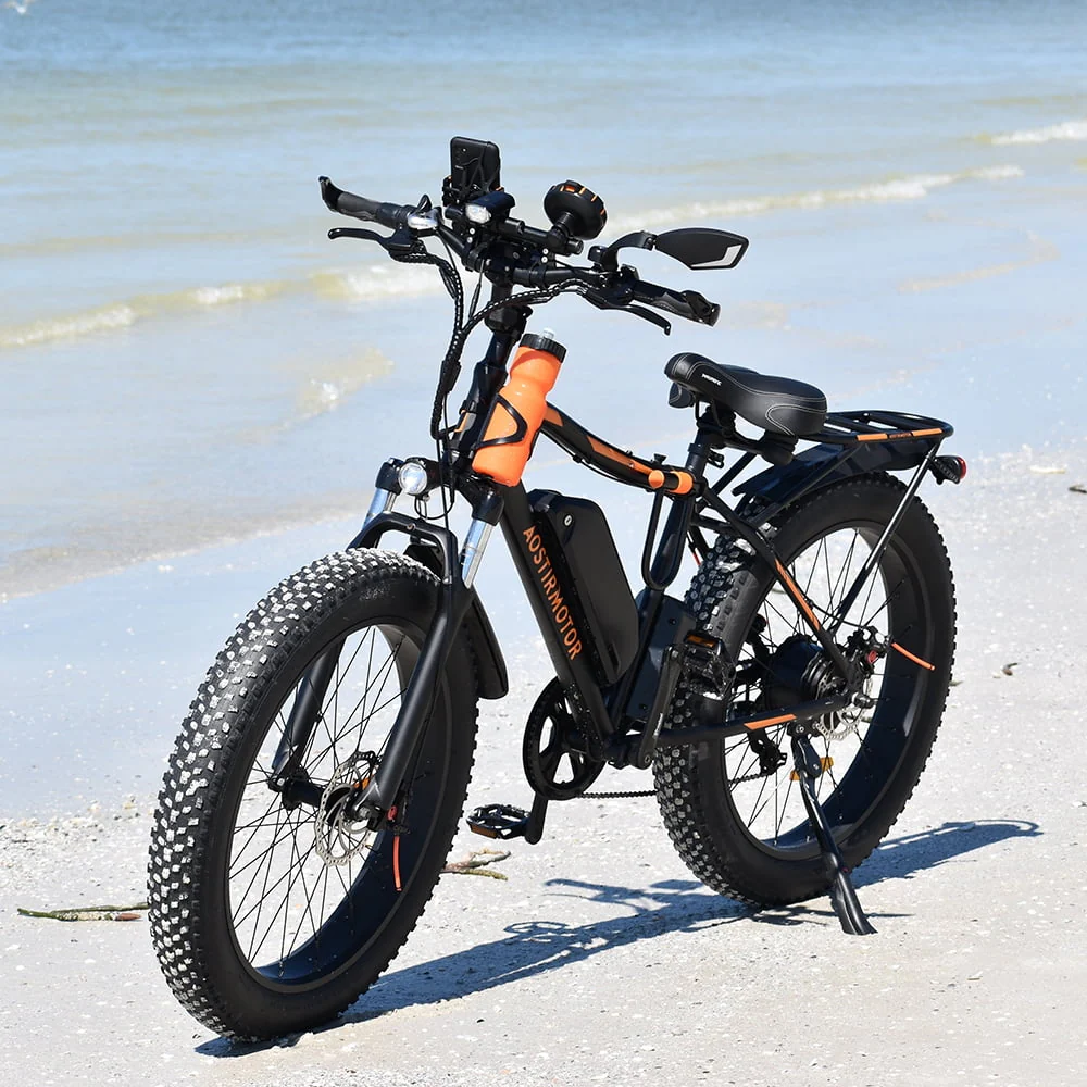 Electric Mountain Bike, 48V 13AH Removable Lithium Battery 750W Ebike with Rack, 26" 4 0 inch Fat Tire Bike, Electric Bicycle for Adults(Black) Image 8