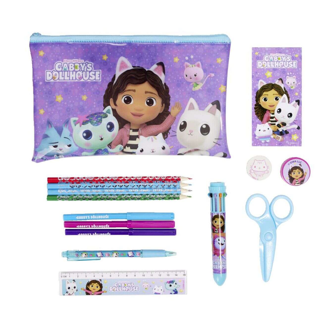 Trousse d'école avec 16 fournitures - 3 modèles