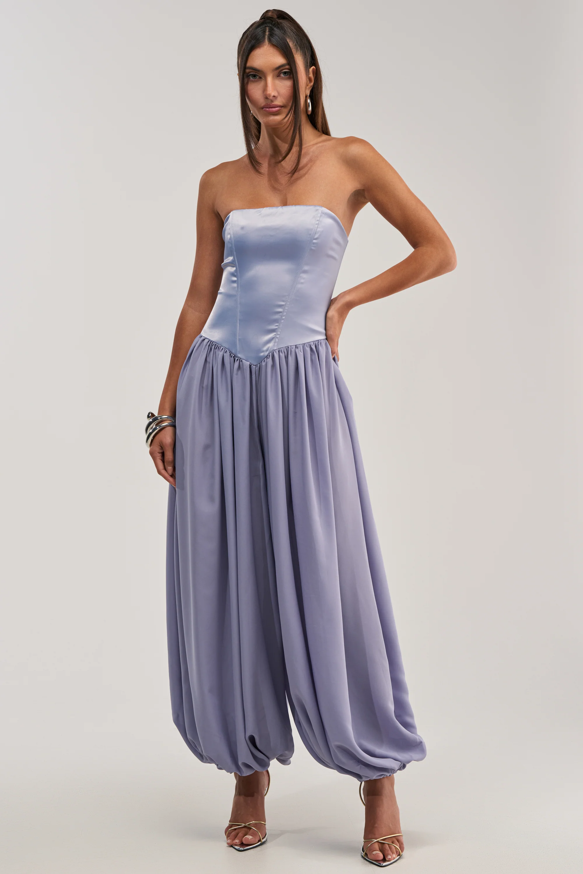 READ MY MIND STRAPLESS JUMPSUIT IN BLUE - Akira Store