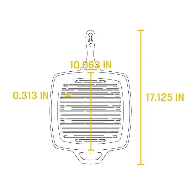 Cast Iron 10.5 Seasoned Square Grill Pan