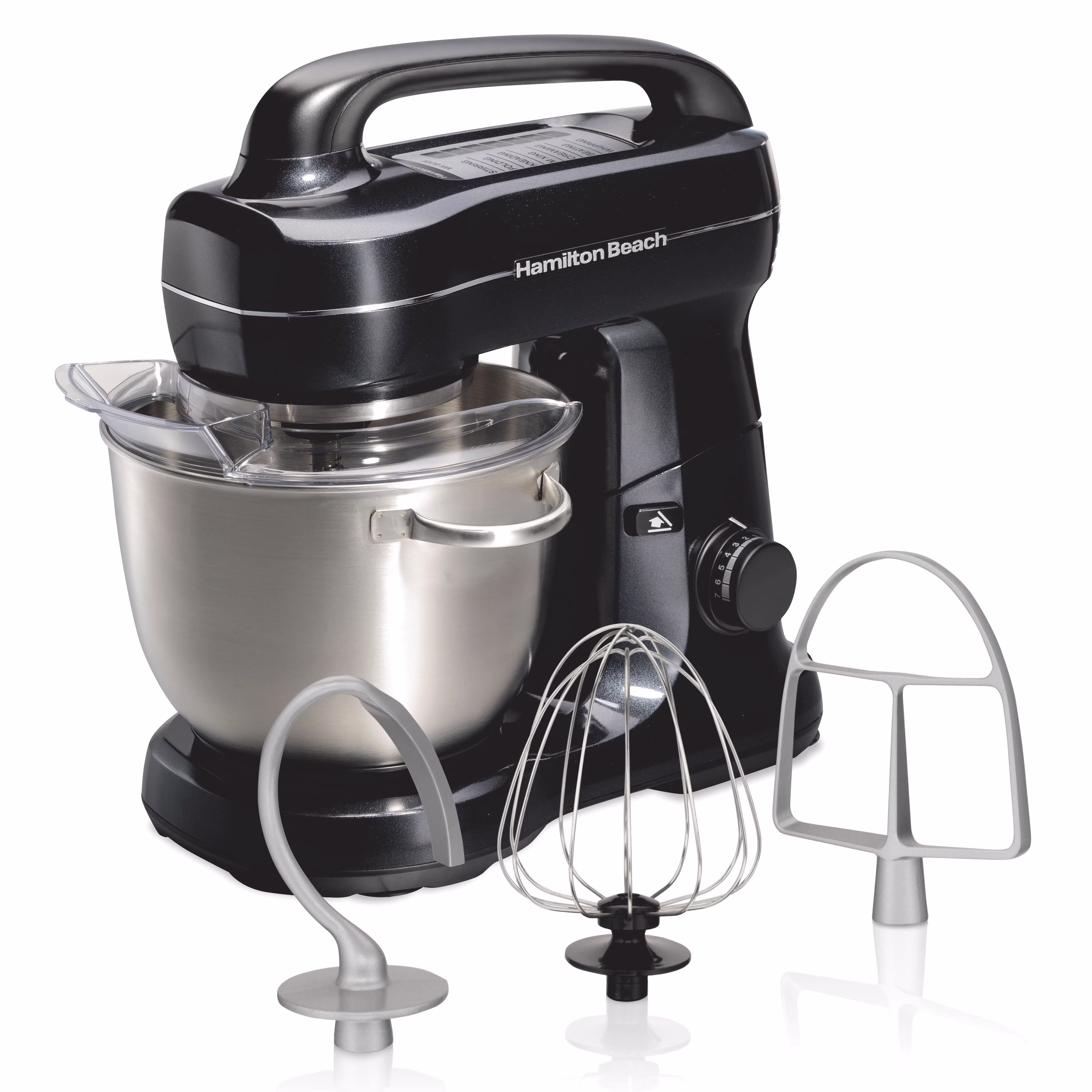 4 Quart Stand Mixer for Kitchen, 7 Speeds, Tilt-Head, Dough Hook, Whisk Flat Beater, Black(Black)