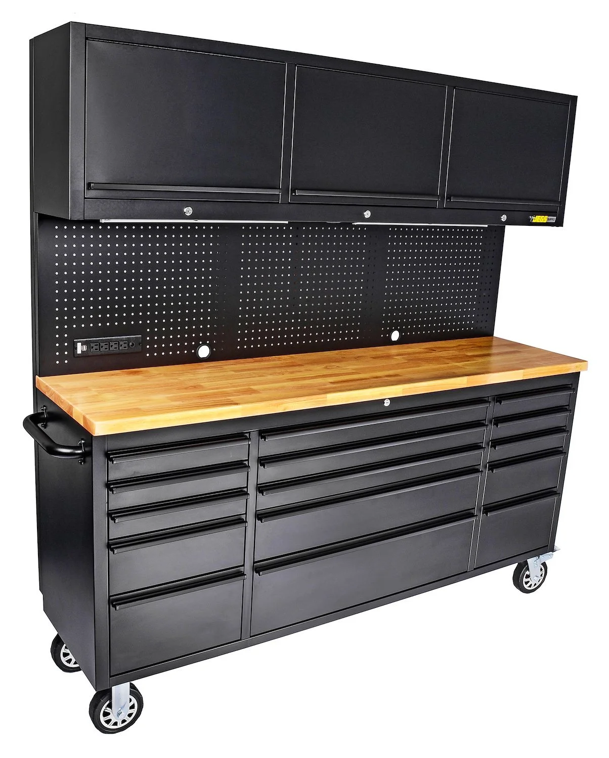 81453 72 in. Rolling Tool Cabinet Black Powder-Coated Steel Includes: (15) - Image 2