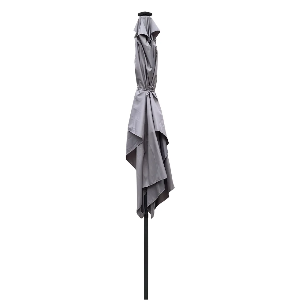 10 x 6.5t Patio Umbrella,Rectangular Picnic Table Umbrella,6-8 Chairs Tilt Umbrella with 26 LED Lights,Waterproof Umbrella Sunshade with Crank and Push Button Tilt for Garden Backyard Pool,Mushroom