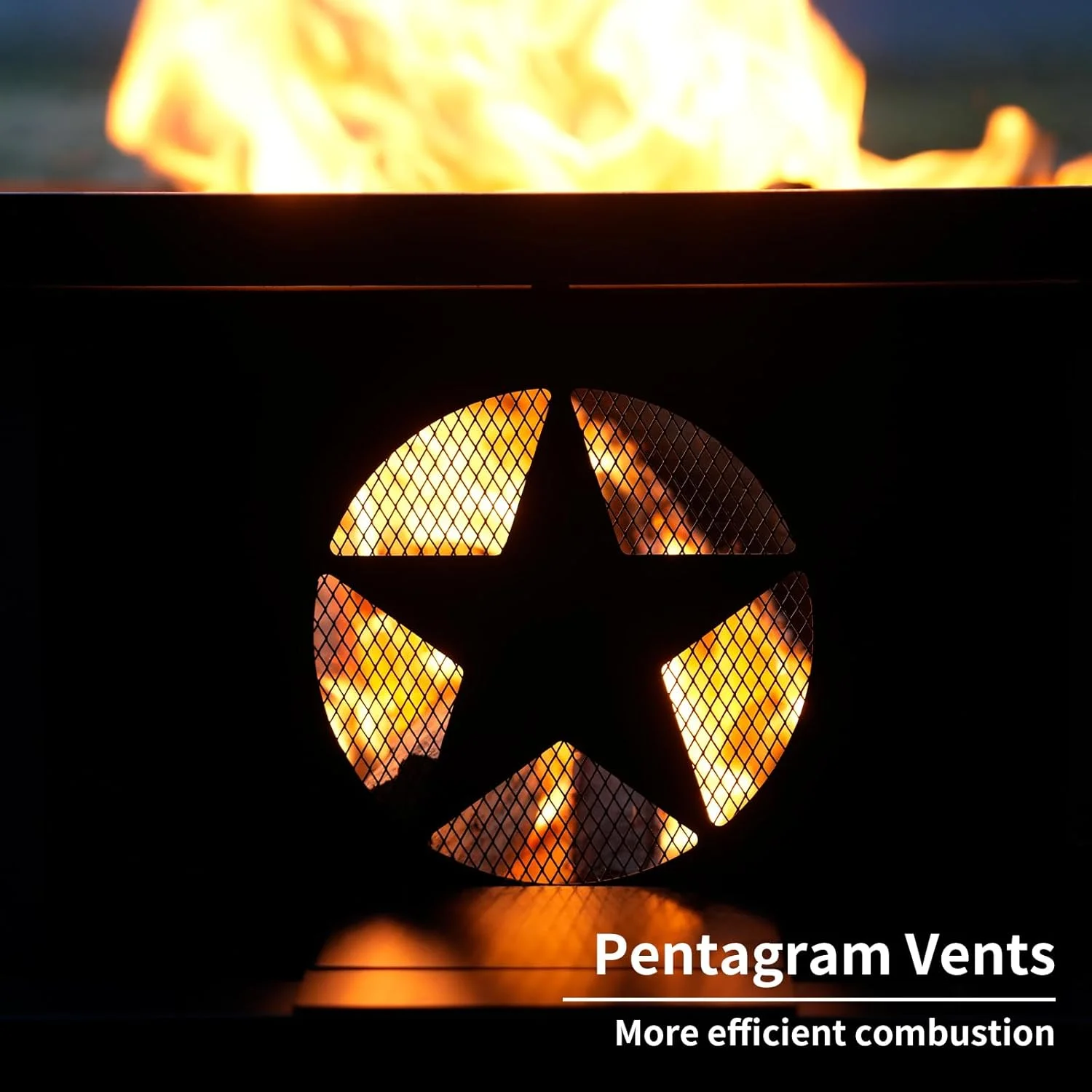 45 inch Extra Large Fire Pit, Outdoor Wood Burning Fire Pit for Outside Octagonal Heavy Duty Firepit for Camping, Backyard, Patio, Black(45") - Image 5