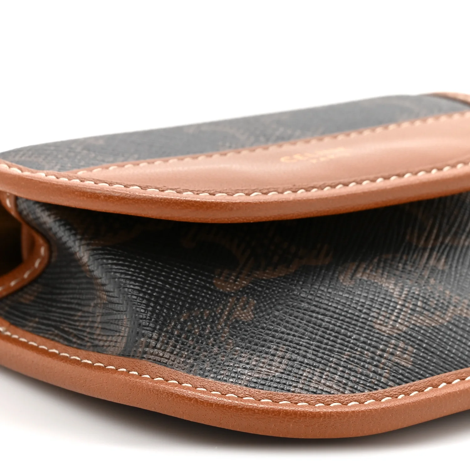 Canvas Calfskin Triomphe Airpod Case Tan
