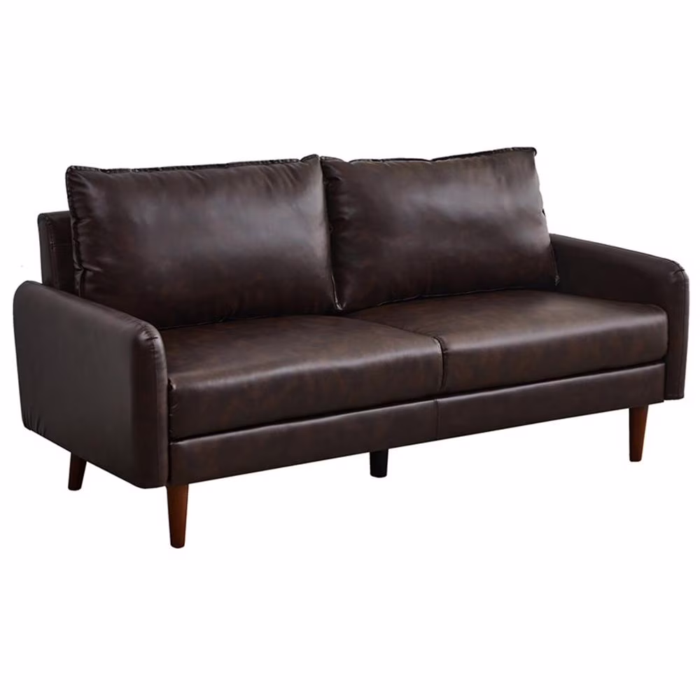 Modern Sofa Faux Leather Couch for Living Room Office Dark Gray(Gray) - Image 3