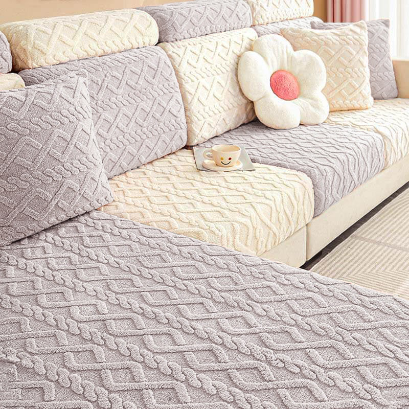 Full Wrap Soft Fleece Stretch Sectional Couch Cover