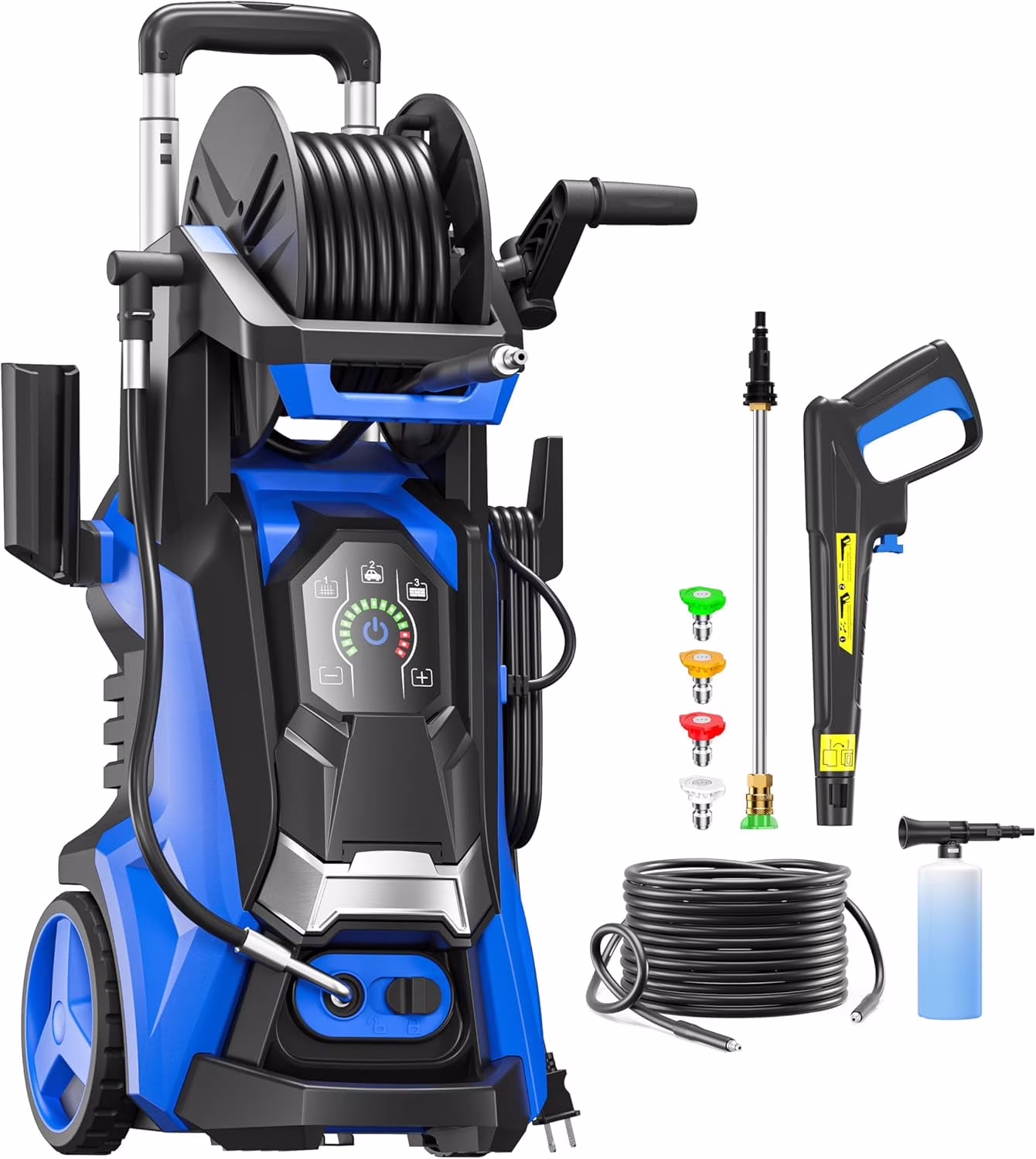 Electric Pressure Washer 5000PSI-Max 3.6GPM Power Washer Touch Screen Adjustable Pressure,4 Nozzles and 500ml Foam Cannon Power Washer Cleaning for Patio Blue(5000 psi)