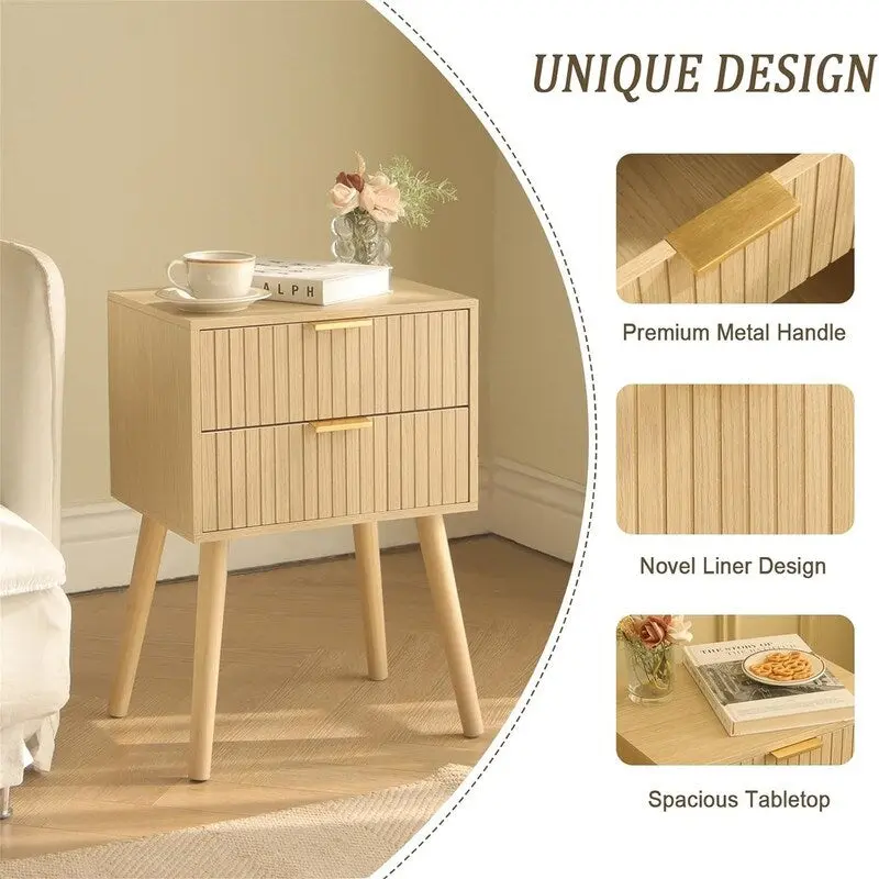 Modern Mid-Century Nightstand with Dual Drawers