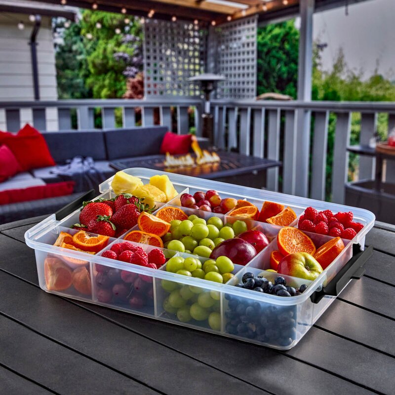 Snacklebox med 11 rom og plastbrett 30x40,5 cm hvit