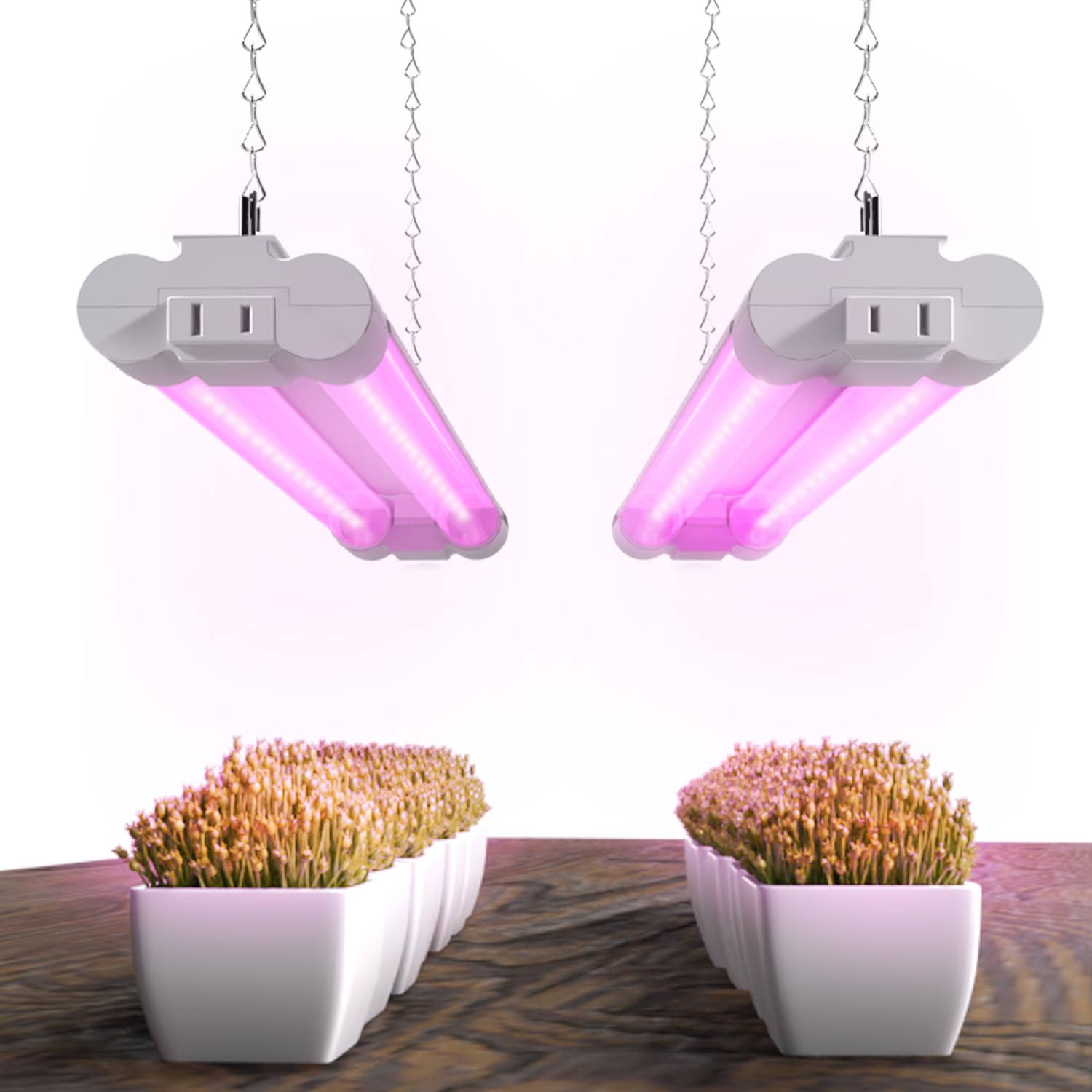 Sunco Lighting 2 Pack 2ft LED Grow Lights Full Spectrum for Indoor Plants, 20W Integrated Suspended Fixture, Plug in Linkable for Greenhouse, Year