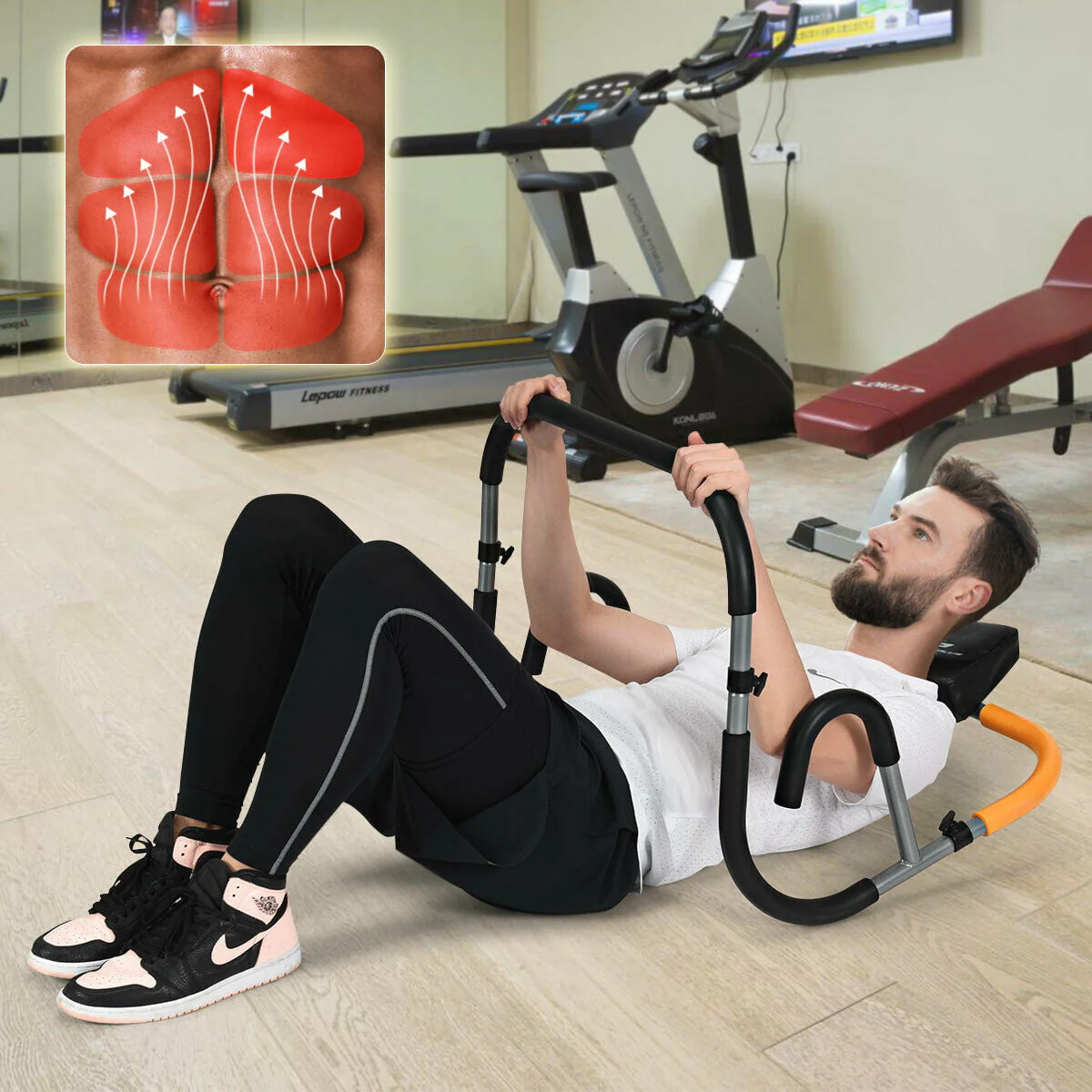Ab Fitness Crunch Abdominal Exercise Workout Machine for Glider Roller Pushup Image 3