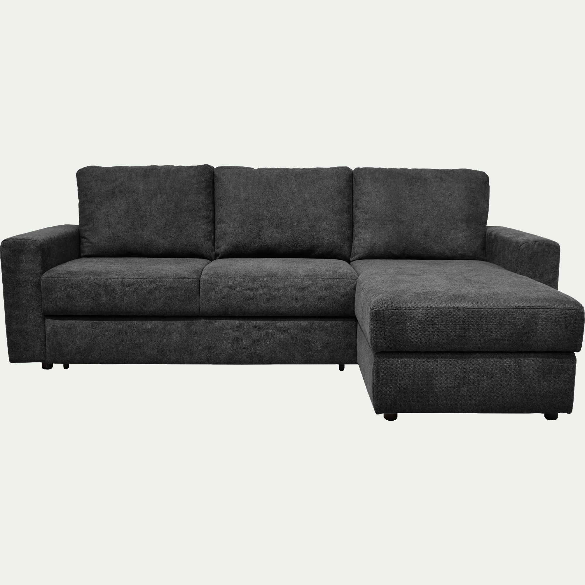 HONORE - Canapé d'angle réversible convertible en tissu tramé - gris ardoise