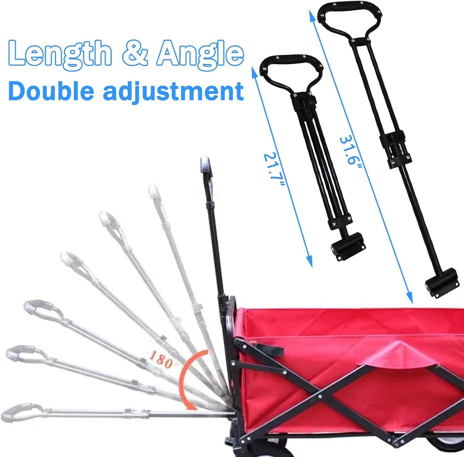 Garden Wagon Pull Handle, Camper Carts Grip for Outdoor Camping Trolley Replacement, Scalable, 1 Pcs