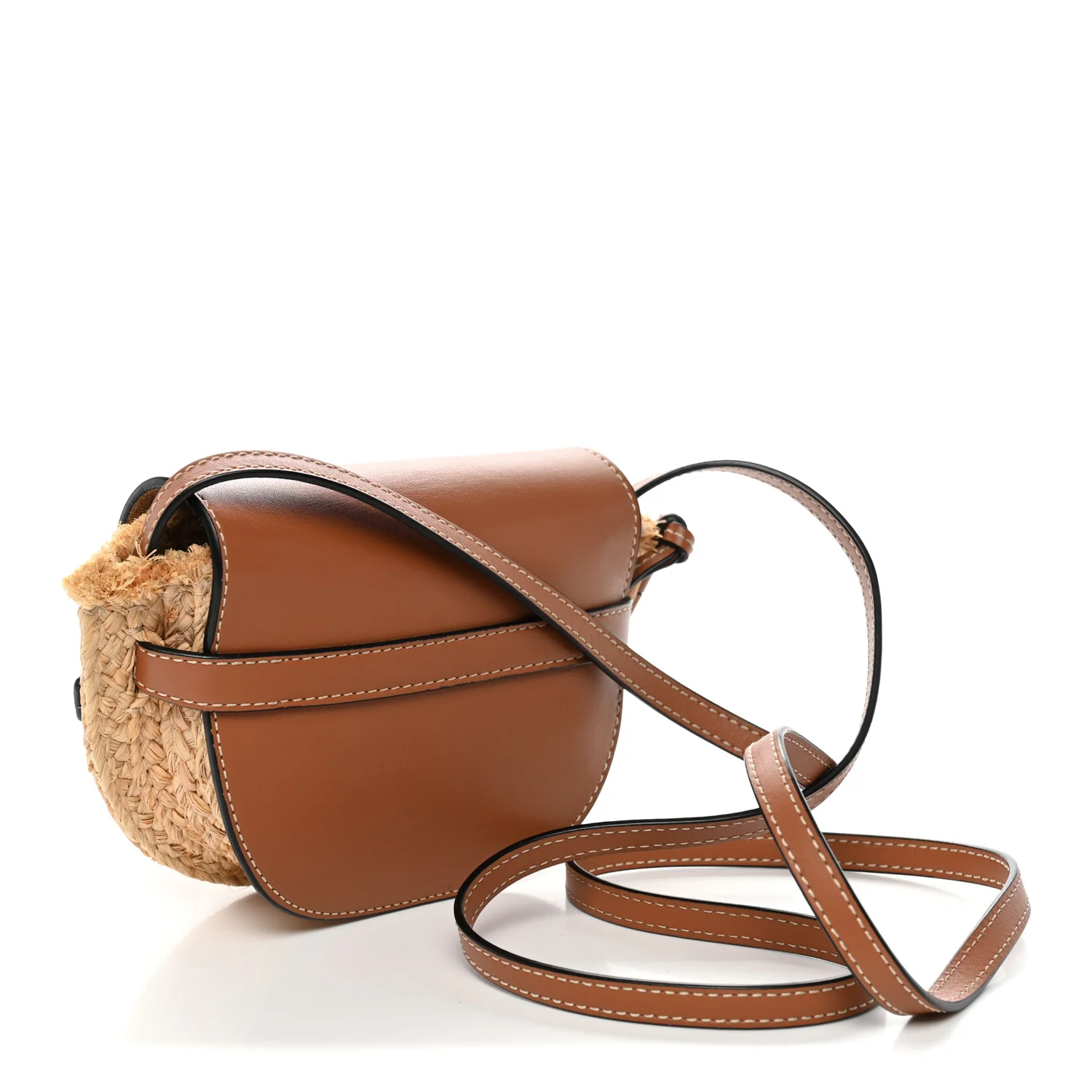 Calfskin Raffia Mini Gate Crossbody Bag Natural Tan
