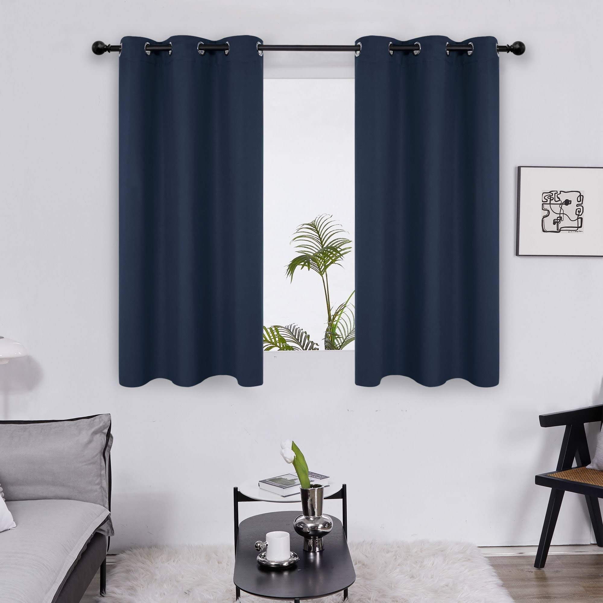 Deconovo Blackout Curtains Room Darkening Thermal Insulated Curtain Panels Grommet for Living Room Navy Blue 38 x 45 inch 2 Panels