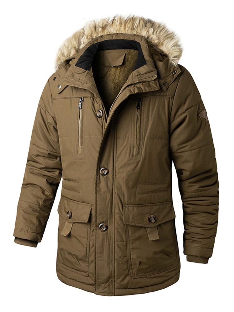 Manteau à capuche amovible et col en fausse fourrure