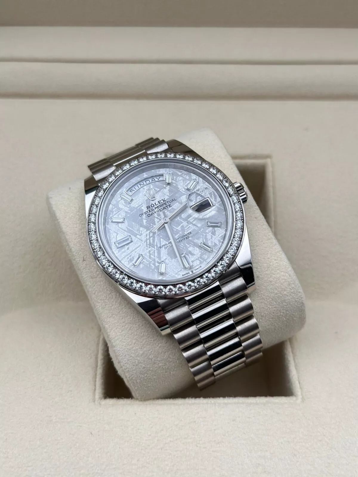[Super Clone]RLX  Day-Date 40mm 228349RBR-0040 Meteorite Dial President Bracelet