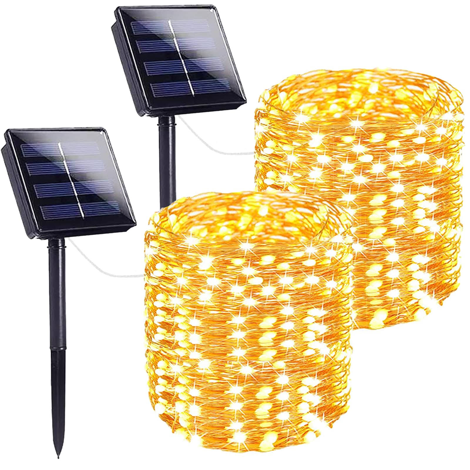 SANJICHA Solar String Lights Outdoor, 2-Pack Each 72ft 200 LED Super Bright Solar Lights Outdoor, Waterproof Copper Wire 8 Modes Fairy Lights for
