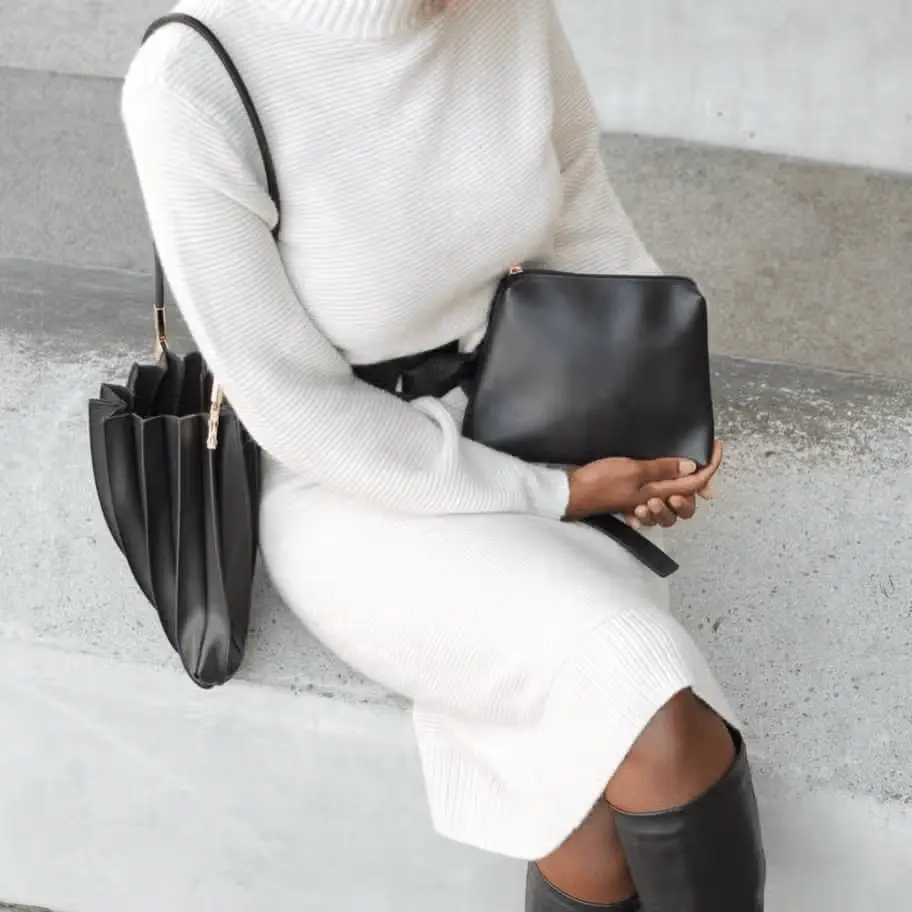 Black Pleated Vegan Shoulder Bag