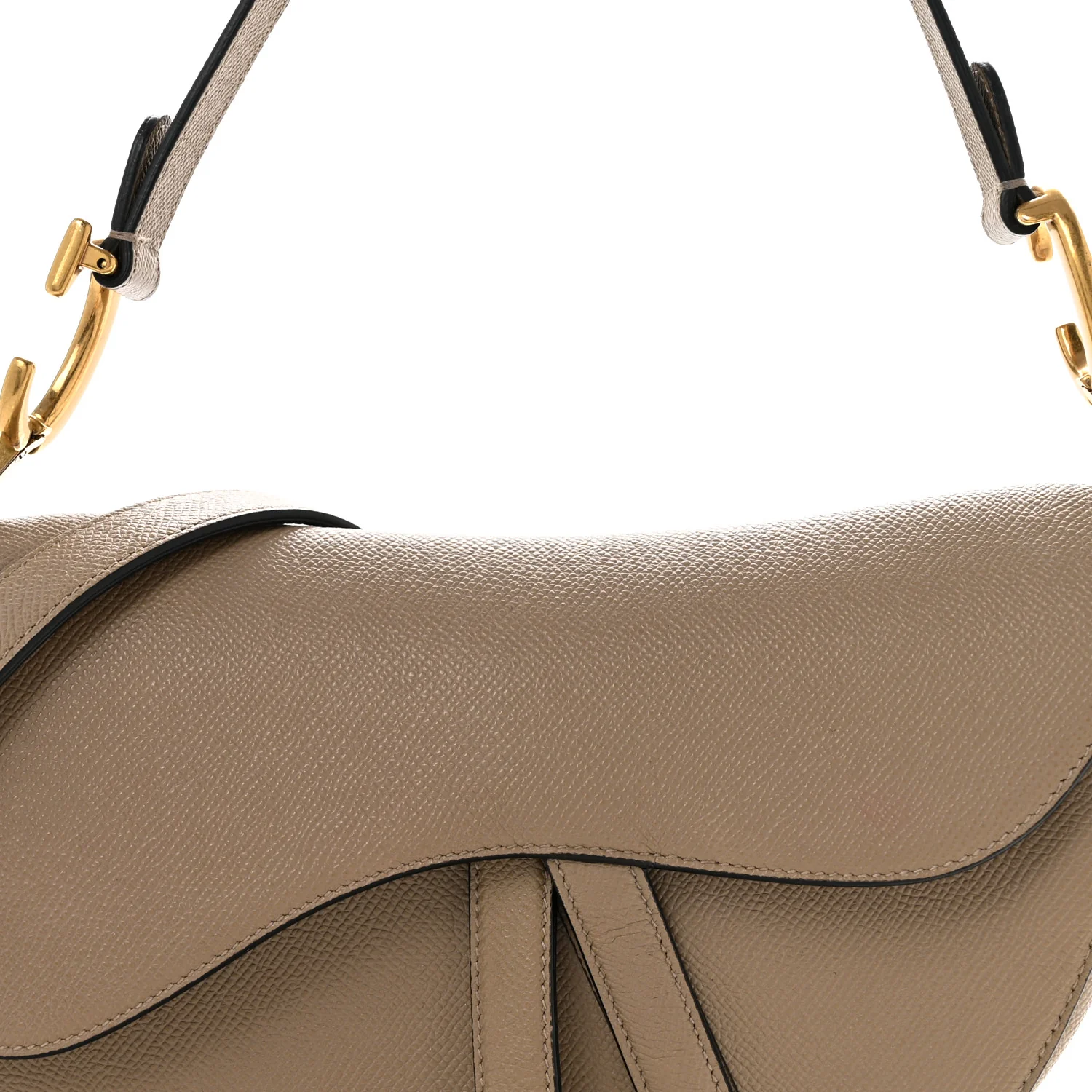 Grained Calfskin Saddle Bag With Strap Taupe