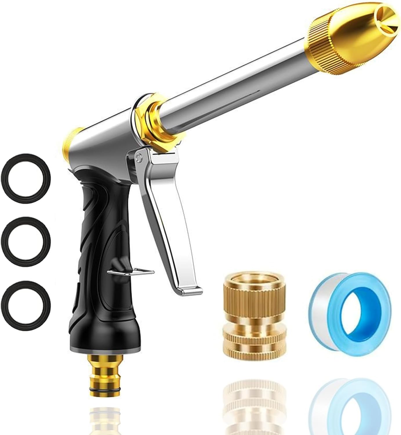 Heavy Duty Garden Hose Nozzle with Adjustable Brass Spray Tip