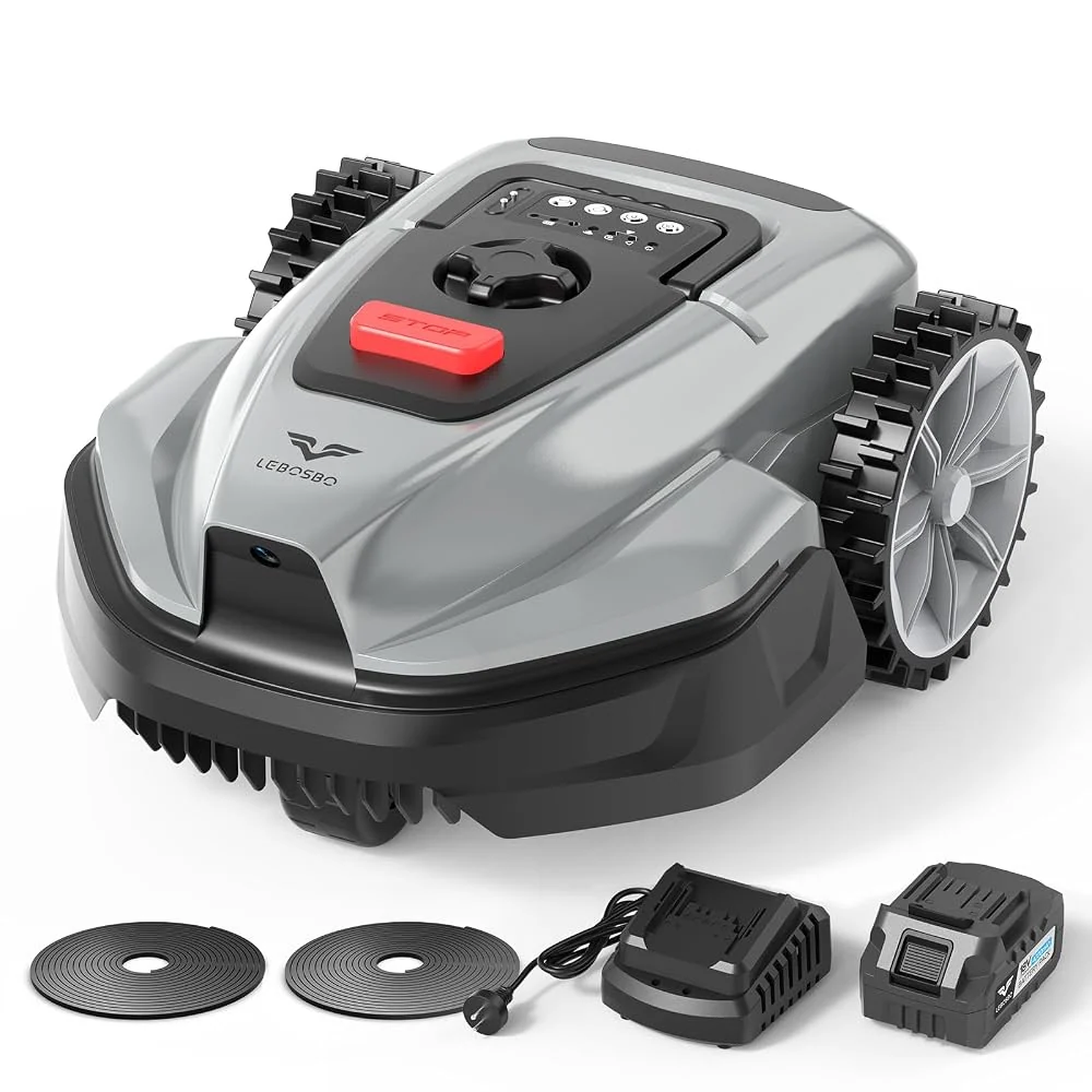 V3 AI Vision Robotic Lawn Mower, 1600 Sq.Ft, Black Silver