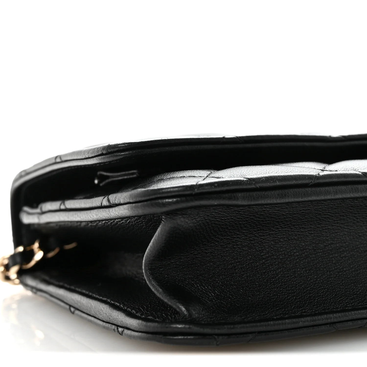 Lambskin Quilted Trendy CC Wallet On Chain WOC Black