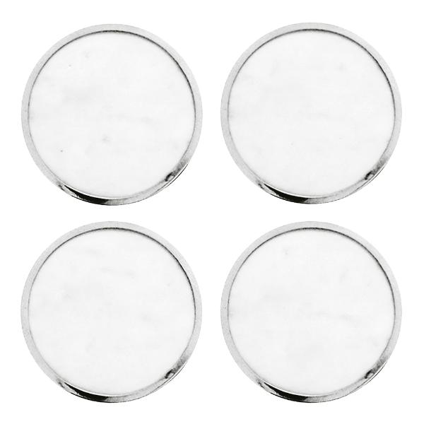 Drikkebrikker marmor 10,5 cm 4 stk hvit