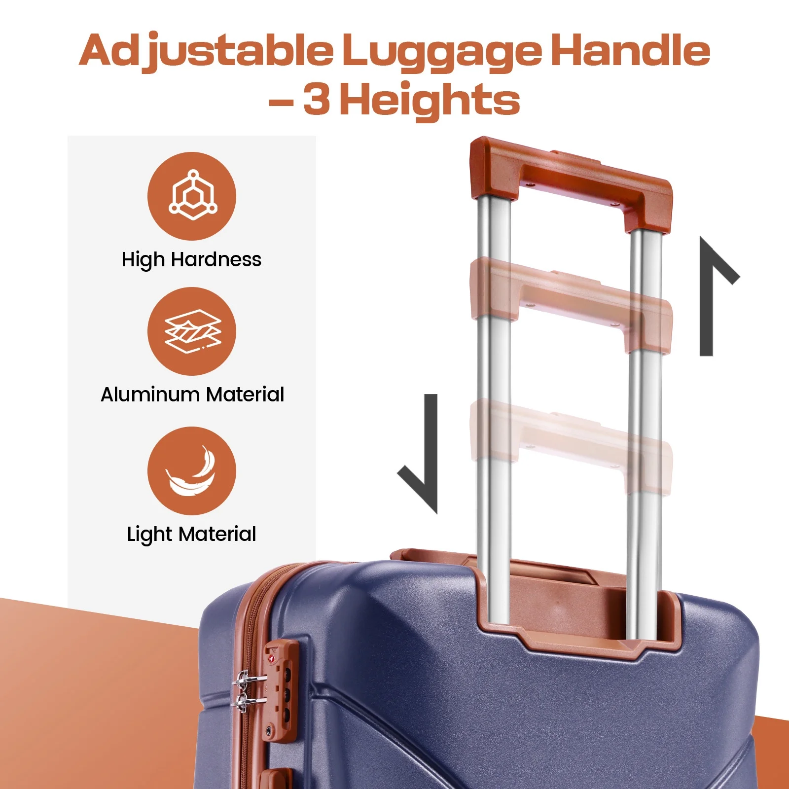 3 Piece Luggage Sets with Wheels, Hardshell 3 Pc Suitcases with TSA Lock Hardside Lightweight 3-Piece Hardshell Luggage Sets for Travel 20in 24in 28in, Blue - Image 7