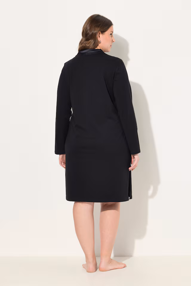 Satin Detail Long Sleeve Nightgown