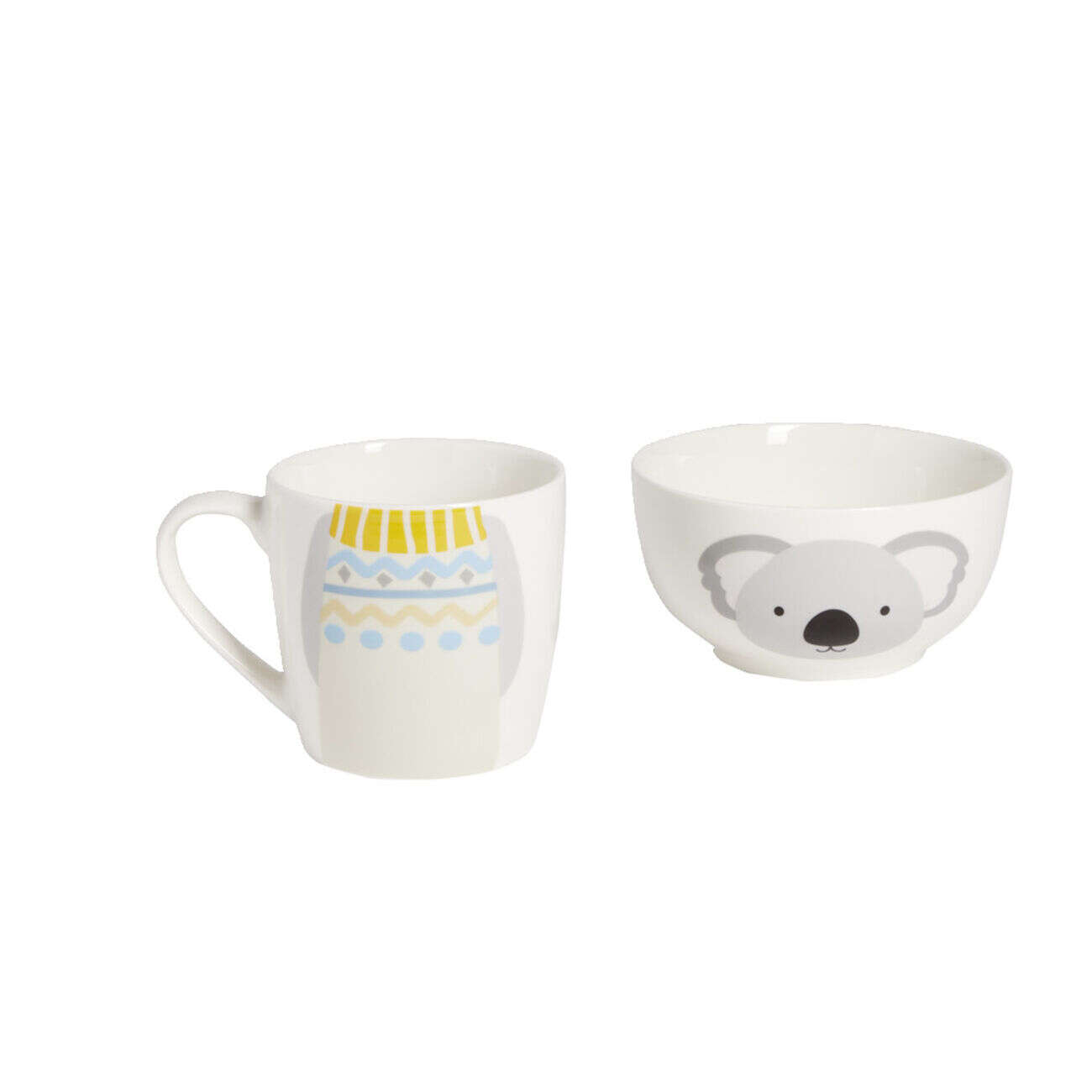 Ensemble bol et mug en porcelaine motif enfant motif koala H15cm