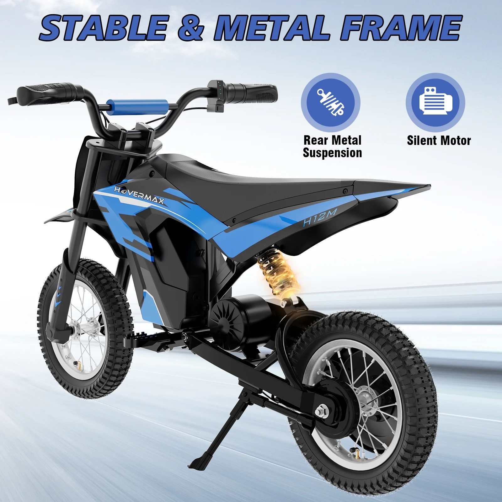 H12M 36V Electric Dirt Bike, 300W Electric Motorcycle 15.5MPH Max Speed, Ride On Toys motocross for Kids Teens, Blue(Blue) - Image 5