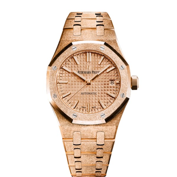 [Super Clone]Audemars Piguet Royal Oak Frosted Gold, Rose dial, 37mm, 18k Rose gold, 15454OR.GG.1259OR.03
